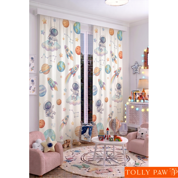 140x260 cm 2 Kanat Bebek Çocuk Odası Fon Perdesi Desenli Dekoratif Dijital Baskılı Premium Çocuk Odası Perdesi