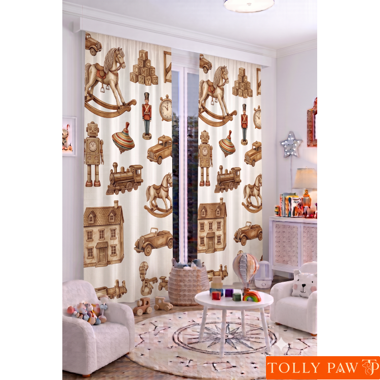 140x260 cm 2 Kanat Bebek Çocuk Odası Fon Perdesi Desenli Dekoratif Dijital Baskılı Premium Çocuk Odası Perdesi