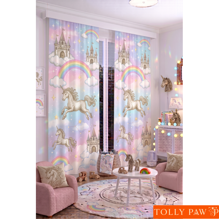 140x260 cm 2 Kanat Bebek Çocuk Odası Fon Perdesi Desenli Dekoratif Dijital Baskılı Premium Çocuk Odası Perdesi