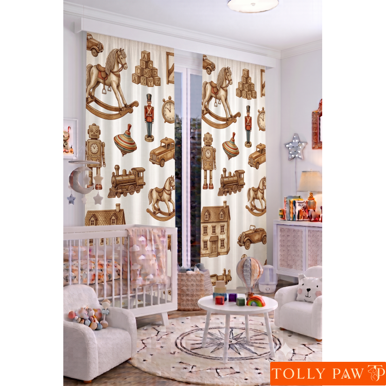 140x260 cm 2 Kanat Bebek Çocuk Odası Fon Perdesi Desenli Dekoratif Dijital Baskılı Premium Çocuk Odası Perdesi