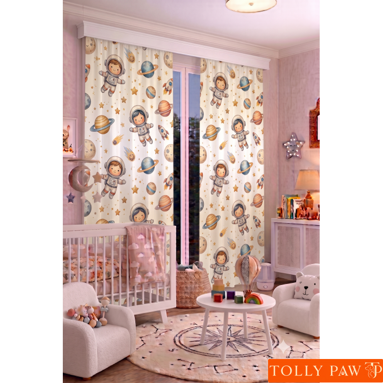 140x260 cm 2 Kanat Bebek Çocuk Odası Fon Perdesi Desenli Dekoratif Dijital Baskılı Premium Çocuk Odası Perdesi