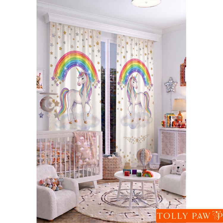 140x260 cm 2 Kanat Bebek Çocuk Odası Fon Perdesi Desenli Dekoratif Dijital Baskılı Premium Çocuk Odası Perdesi