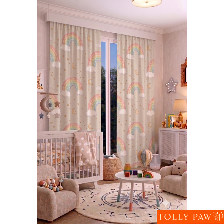 140x260 cm 2 Kanat Bebek Çocuk Odası Fon Perdesi Desenli Dekoratif Dijital Baskılı Premium Çocuk Odası Perdesi
