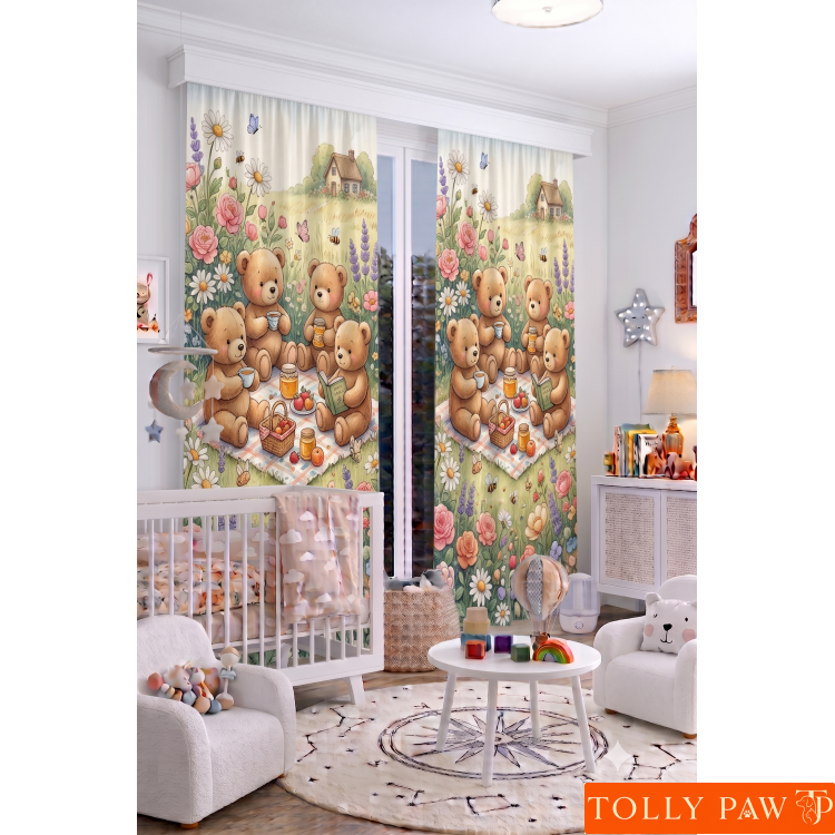 140x260 cm 2 Kanat Bebek Çocuk Odası Fon Perdesi Desenli Dekoratif Dijital Baskılı Premium Çocuk Odası Perdesi