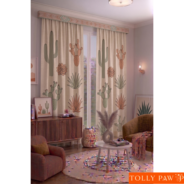 140x260 cm 2 Kanat Doğa Botanik Temalı Salon Oturma Odası Yatak Odası Fon Perdesi Desenli Dekoratif Dijital Baskılı Premium Perde