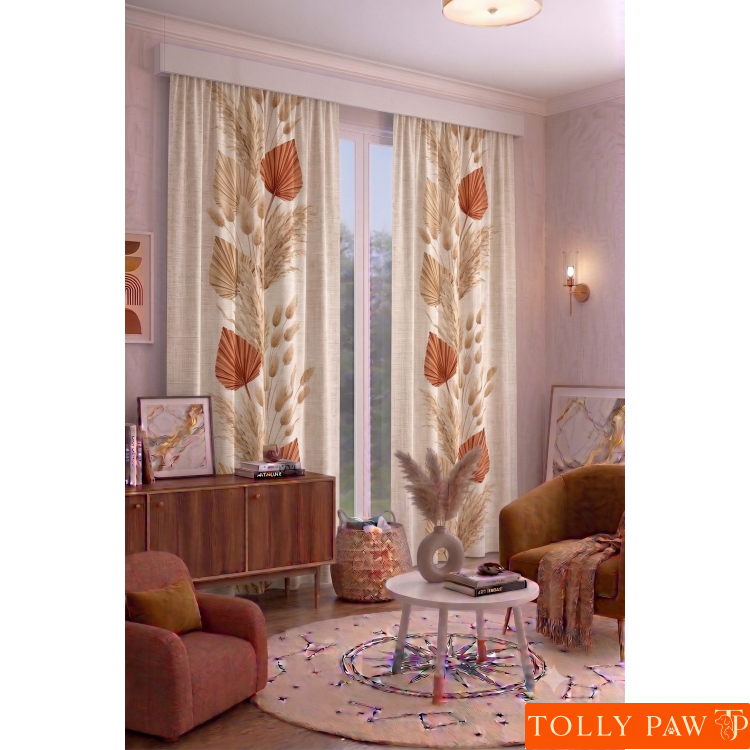 140x260 cm 2 Kanat Doğa Botanik Temalı Salon Oturma Odası Yatak Odası Fon Perdesi Desenli Dekoratif Dijital Baskılı Premium Perde