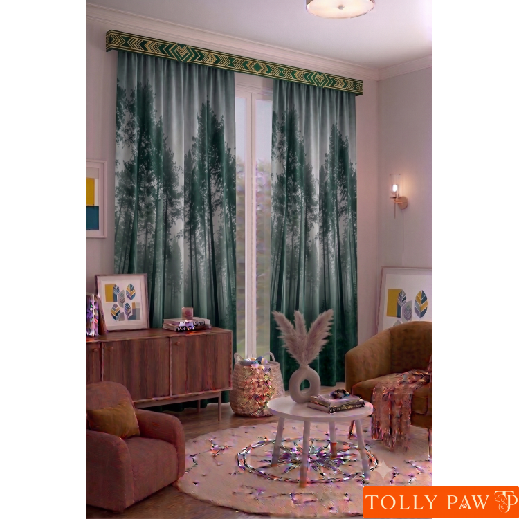 140x260 cm 2 Kanat Doğa Botanik Temalı Salon Oturma Odası Yatak Odası Fon Perdesi Desenli Dekoratif Dijital Baskılı Premium Perde
