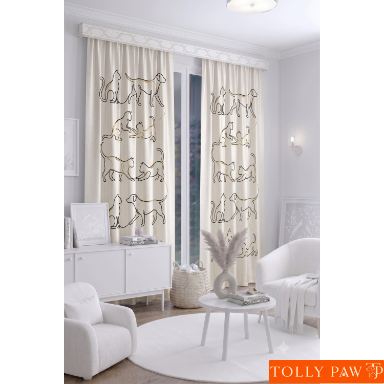 140x260 cm 2 Kanat Evcil Hayvan Temalı Salon Oturma Odası Yatak Odası Fon Perdesi Desenli Dekoratif Dijital Baskılı Premium Perde
