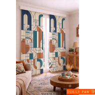 140x260 cm 2 Kanat Vintage ve Avangart Temalı Salon Oturma Odası Yatak Odası Fon Perdesi Desenli Dekoratif Dijital Baskılı Premium Perde