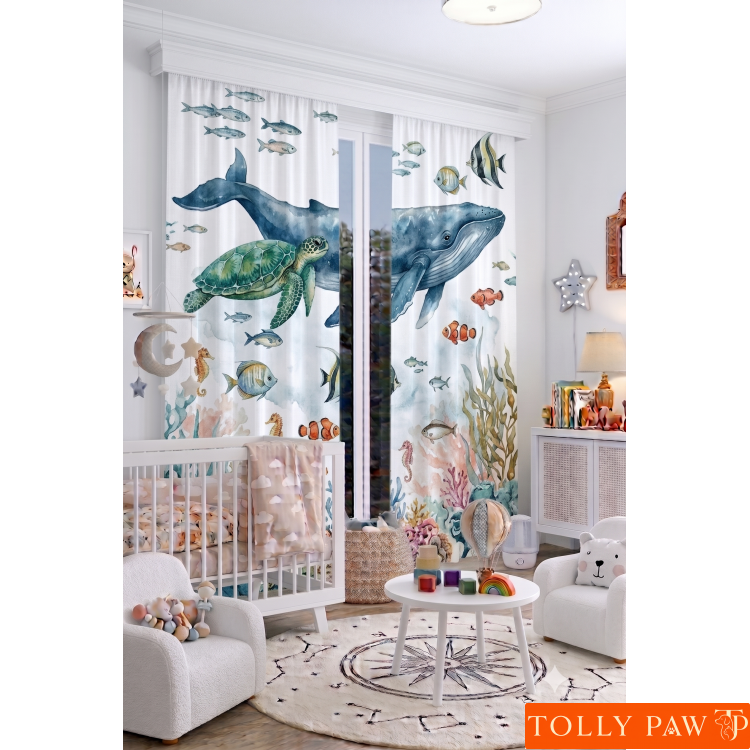 100x250 cm 1 Kanat Bebek Çocuk Odası Fon Perdesi Desenli Dekoratif Dijital Baskılı Premium Çocuk Odası Perdesi