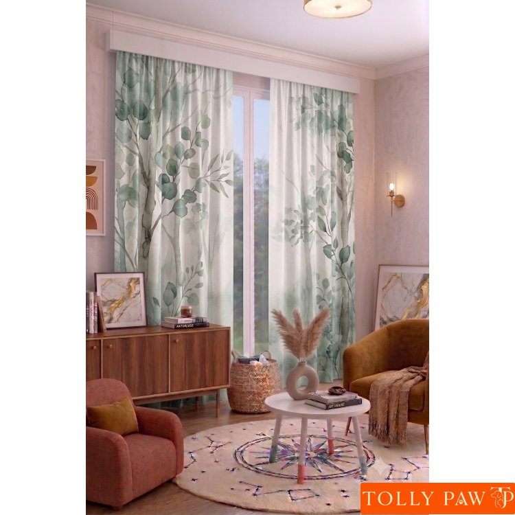 100x250 cm 1 Kanat Doğa Botanik Temalı Salon Oturma Odası Yatak Odası Fon Perdesi Desenli Dekoratif Dijital Baskılı Premium Perde