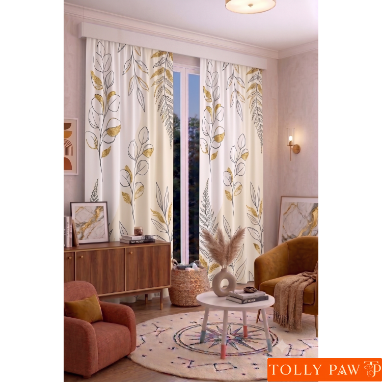 100x250 cm 1 Kanat Doğa Botanik Temalı Salon Oturma Odası Yatak Odası Fon Perdesi Desenli Dekoratif Dijital Baskılı Premium Perde