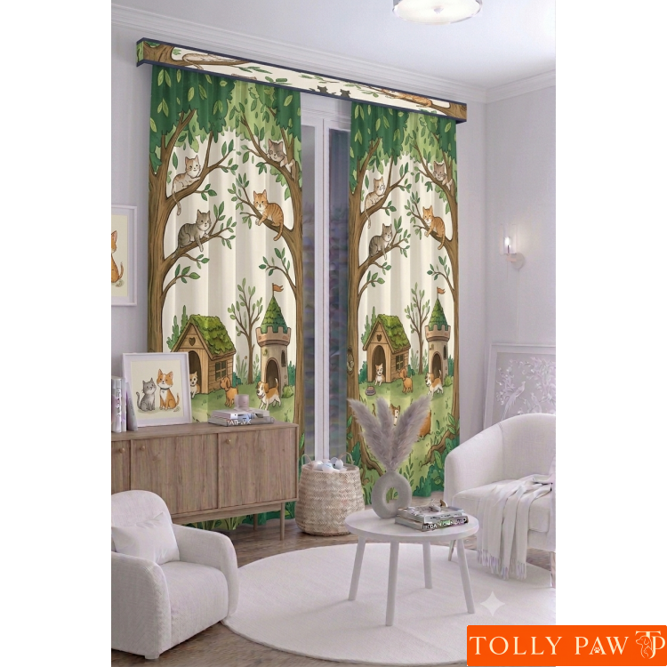 100x250 cm 1 Kanat Evcil Hayvan Temalı Salon Oturma Odası Yatak Odası Fon Perdesi Desenli Dekoratif Dijital Baskılı Premium Perde