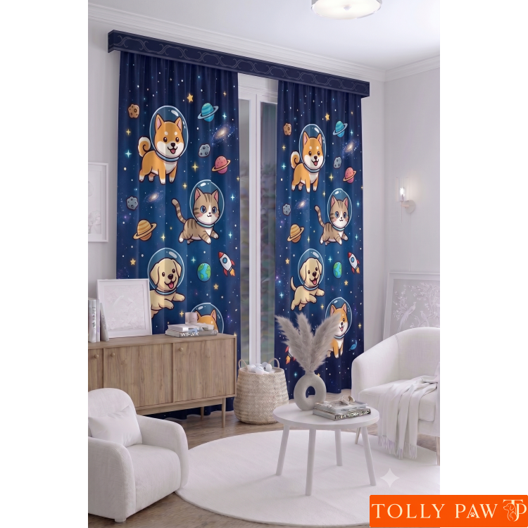 100x250 cm 1 Kanat Evcil Hayvan Temalı Salon Oturma Odası Yatak Odası Fon Perdesi Desenli Dekoratif Dijital Baskılı Premium Perde