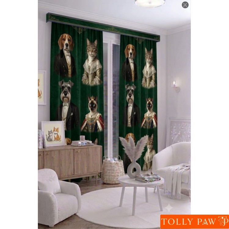100x250 cm 1 Kanat Evcil Hayvan Temalı Salon Oturma Odası Yatak Odası Fon Perdesi Desenli Dekoratif Dijital Baskılı Premium Perde